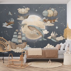 STARDUST Stars Nursery Wall Mural / Night Sky Constellations / Whale ...