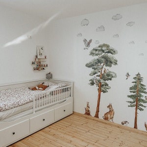 BACKWOODS II / Woodland Watercolor Wall Decal / forest tree sticker imagem 4