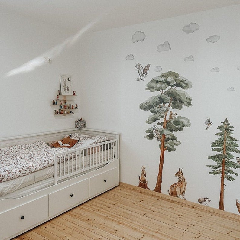 BACKWOODS II / Woodland Watercolor Wall Decal / forest tree sticker 画像 4