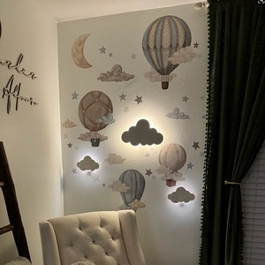 STARDUST Heißluftballon Kinderzimmer Wandaufkleber / Sterne und Wolken Wandaufkleber Bild 8