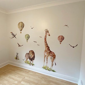 SAVANE / Stickers muraux Jungle pour Enfants / Animaux Girafe Air ballon sticker mural image 6