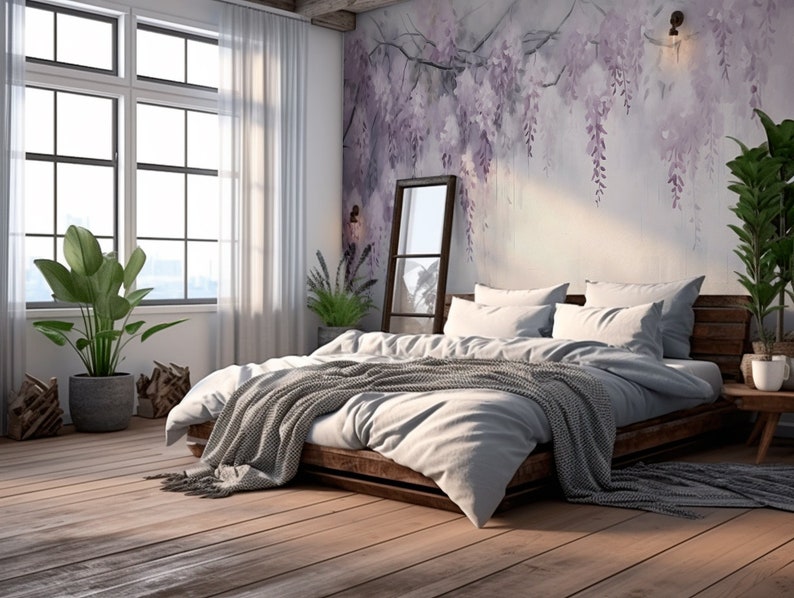 Wisteria Wallpaper – Wisteria Flower Mural | Custom Size | Peel & Stick ...