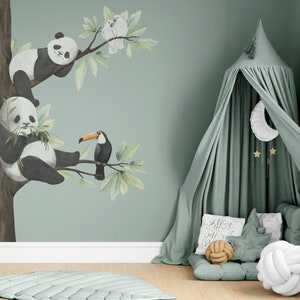 Panda Wall Decal – Kids Room Decor – Watercolor Animal Illustrations | Panda Wall Art