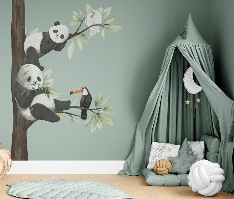 PANDARIUM / Stickers muraux animaux pour enfants / Sticker mural ours panda image 1