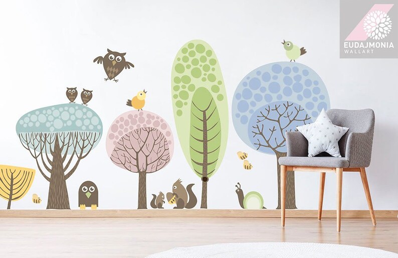 FOREST CREW Forest wall decals / Forest Animals / Nursery Etsy