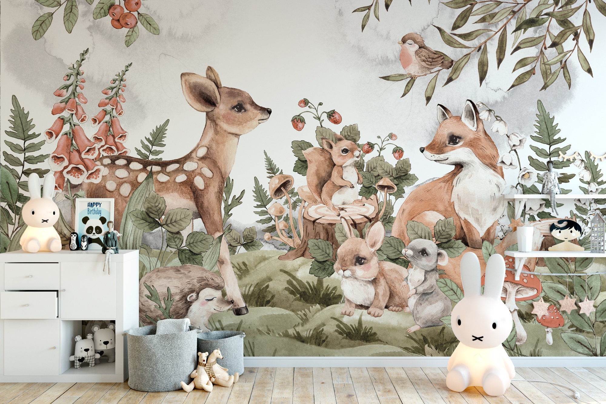 Kids Wallpaper Cute Woodland Animals Wallpaper India  Ubuy