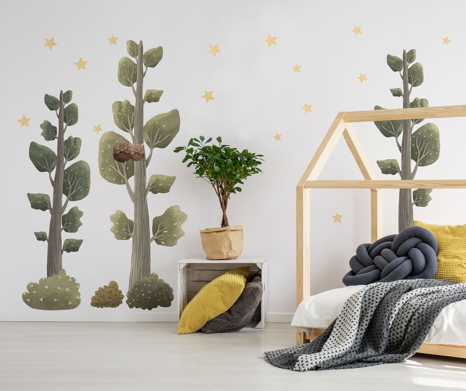 Woodland Tree Wall Decals Kids Room Decor Forest Nursery Nature Wall ...