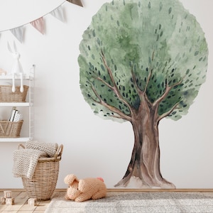 Forest-themed wall decoration – watercolor trees for children&#39;s room – Scandinavian and boho style