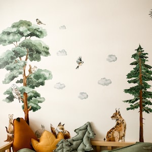 BACKWOODS II / Woodland Watercolor Wall Decal / forest tree sticker imagem 5