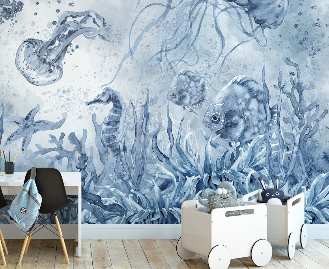 UNDERWATER Under the Sea Nursery Wallpaper Mural / Sea Etsy