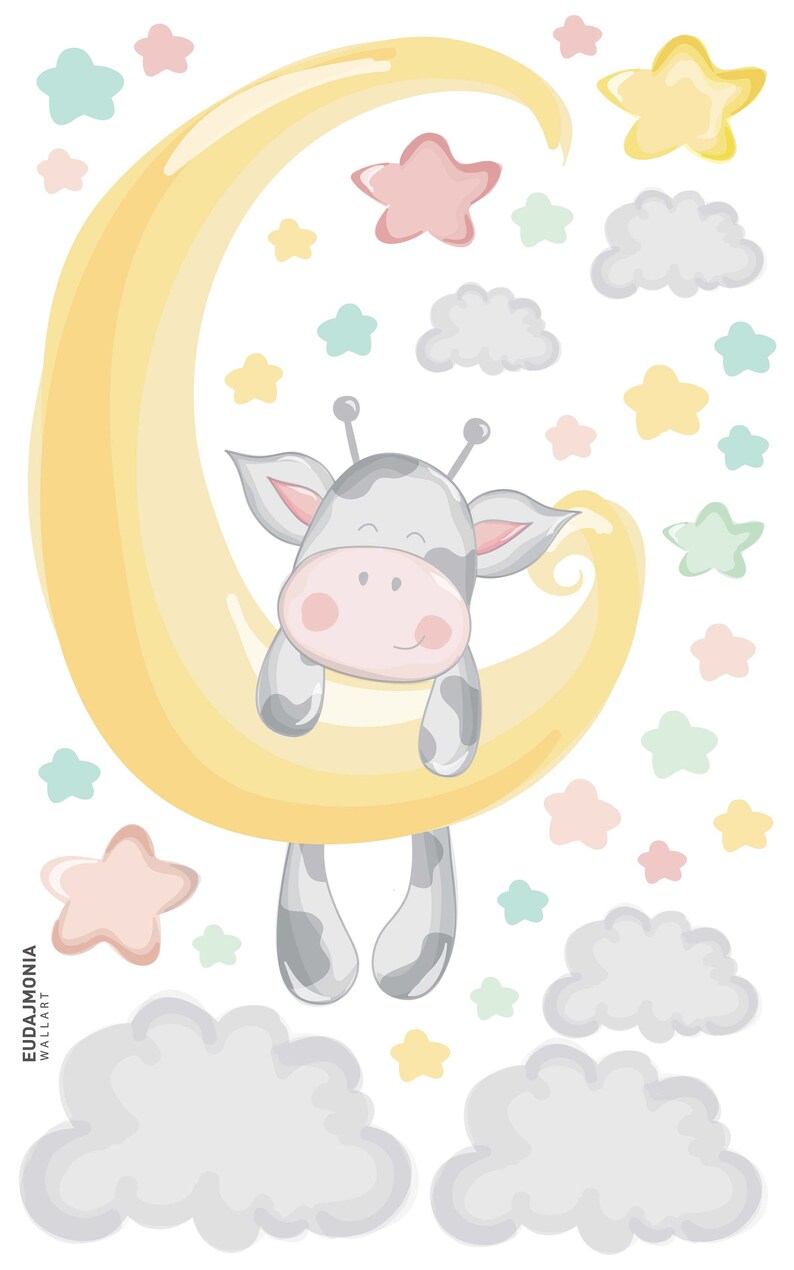 Wandtattoo Kinderzimmer Kuh KUH MOND Wandtattoo für Kinder Kinderzimmer Dekor Baby