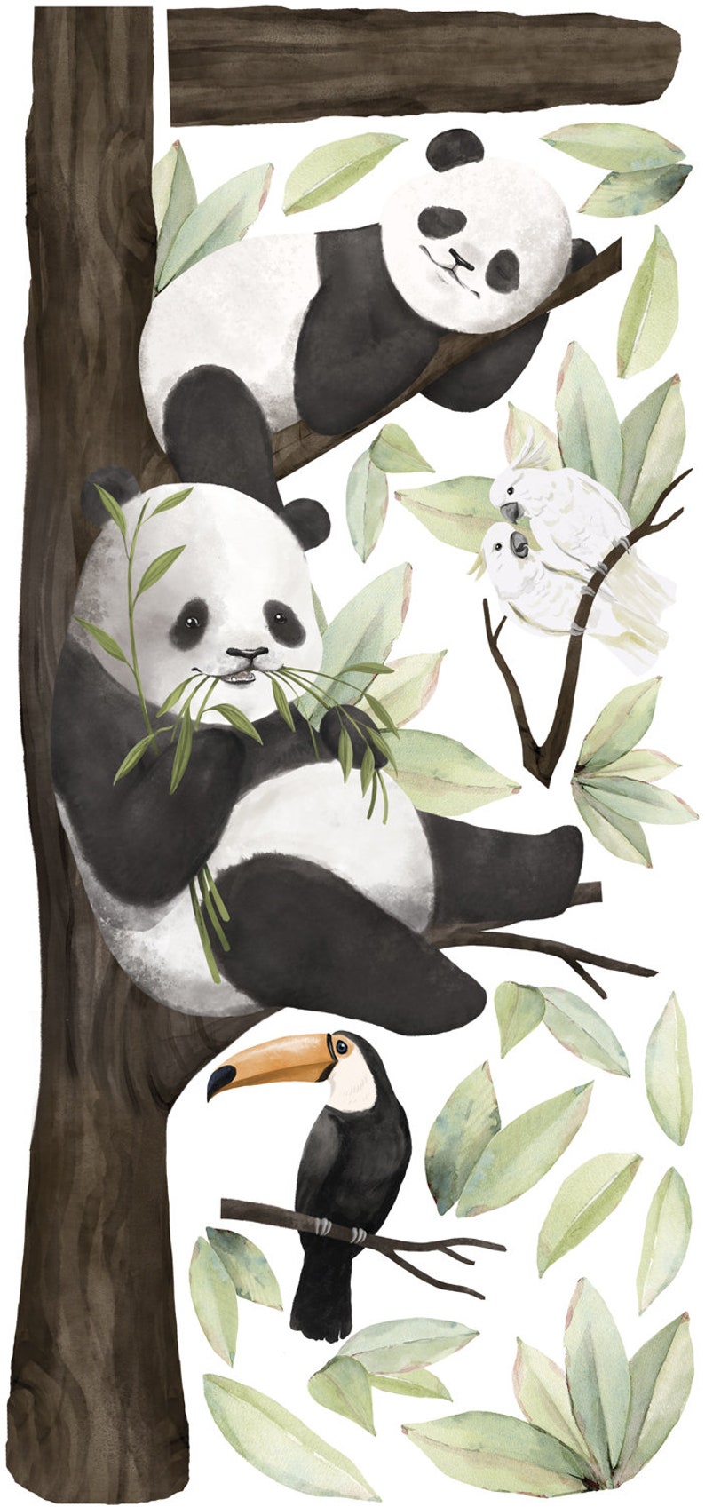 PANDARIUM / Stickers muraux animaux pour enfants / Sticker mural ours panda looks to the right