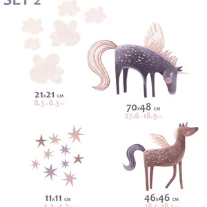 Pegasus Nursery Wall Decals Watercolor Fantasy Horses for Kids Room SET 2