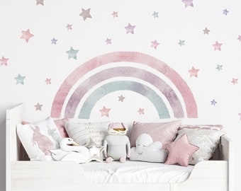 MAGICORN rainbow -  Rainbow Nursery wall decal / Peel and Stick / Rainbows and stars wall stickers