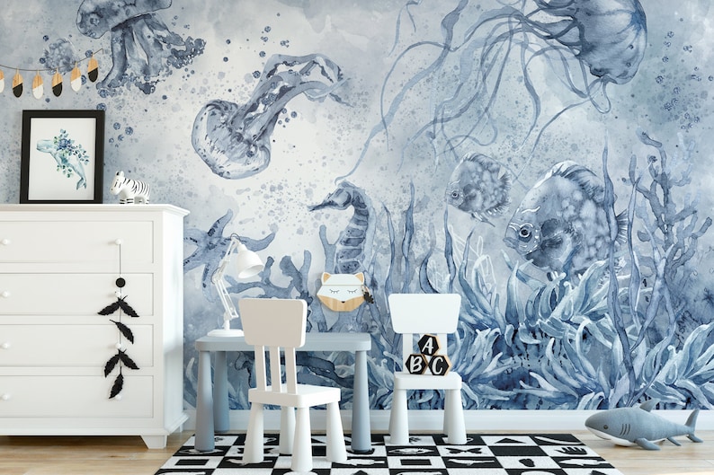 UNDERWATER Under the Sea Nursery Wallpaper Mural / Sea Etsy