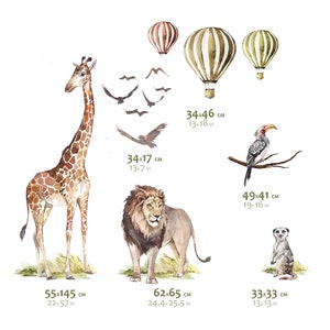 SAVANE / Stickers muraux Jungle pour Enfants / Animaux Girafe Air ballon sticker mural Mirror image