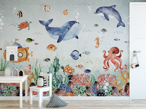 WATERLAND Underwater Wallpaper for Children / Sea Creatures Wallpaper /  Under the Sea Nursery -  Canada