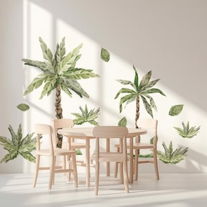 ヤシの木のウォールデカール – 子供部屋のためのトロピカルな装飾 – 植物の水彩画