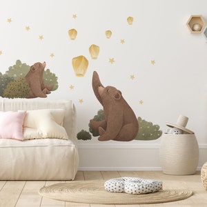 NITEWISH Bär Wandaufkleber für Kinder / Waldaufkleber / Sterne und Himmel / Waldzimmer / Teddybäraufkleber Bild 2