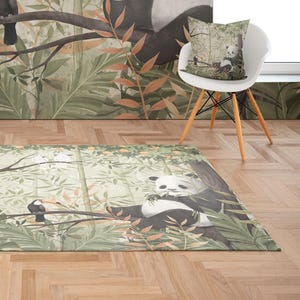 Dschungeltier-Kinderteppich – Safari-Spielmatte fürs Kinderzimmer, Panda, Leopard, Giraffe, tropische Spielzimmerdekoration