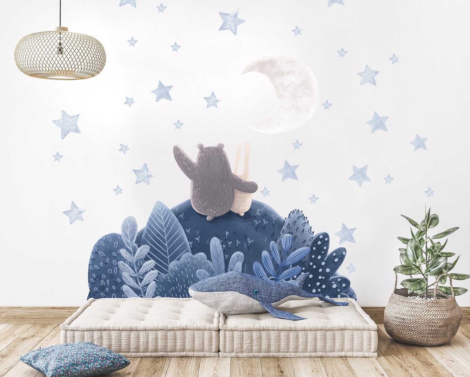 Bear Bunny Star Moon Wall Stickers Living Room Kids Room Home