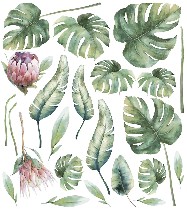 LEAVES SAFARI Wall decal for kids / leaves / jungle / green / Etsy