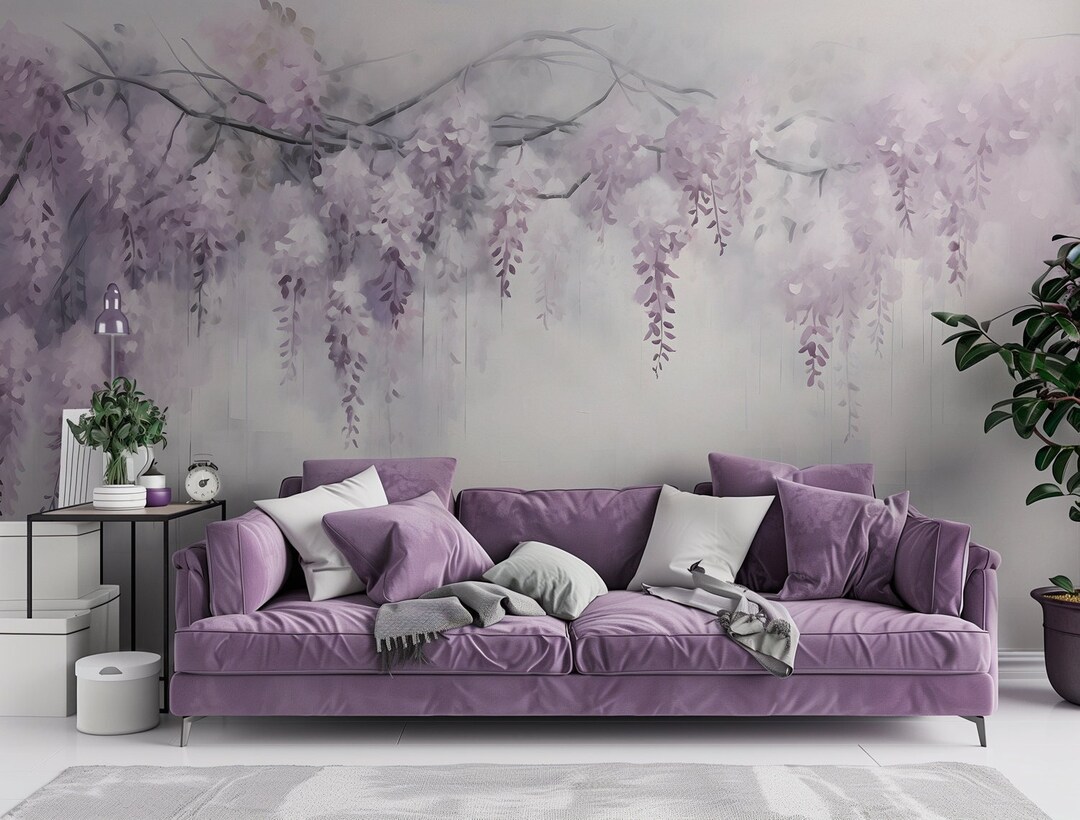 Wisteria Wallpaper – Wisteria Flower Mural | Custom Size | Peel & Stick ...