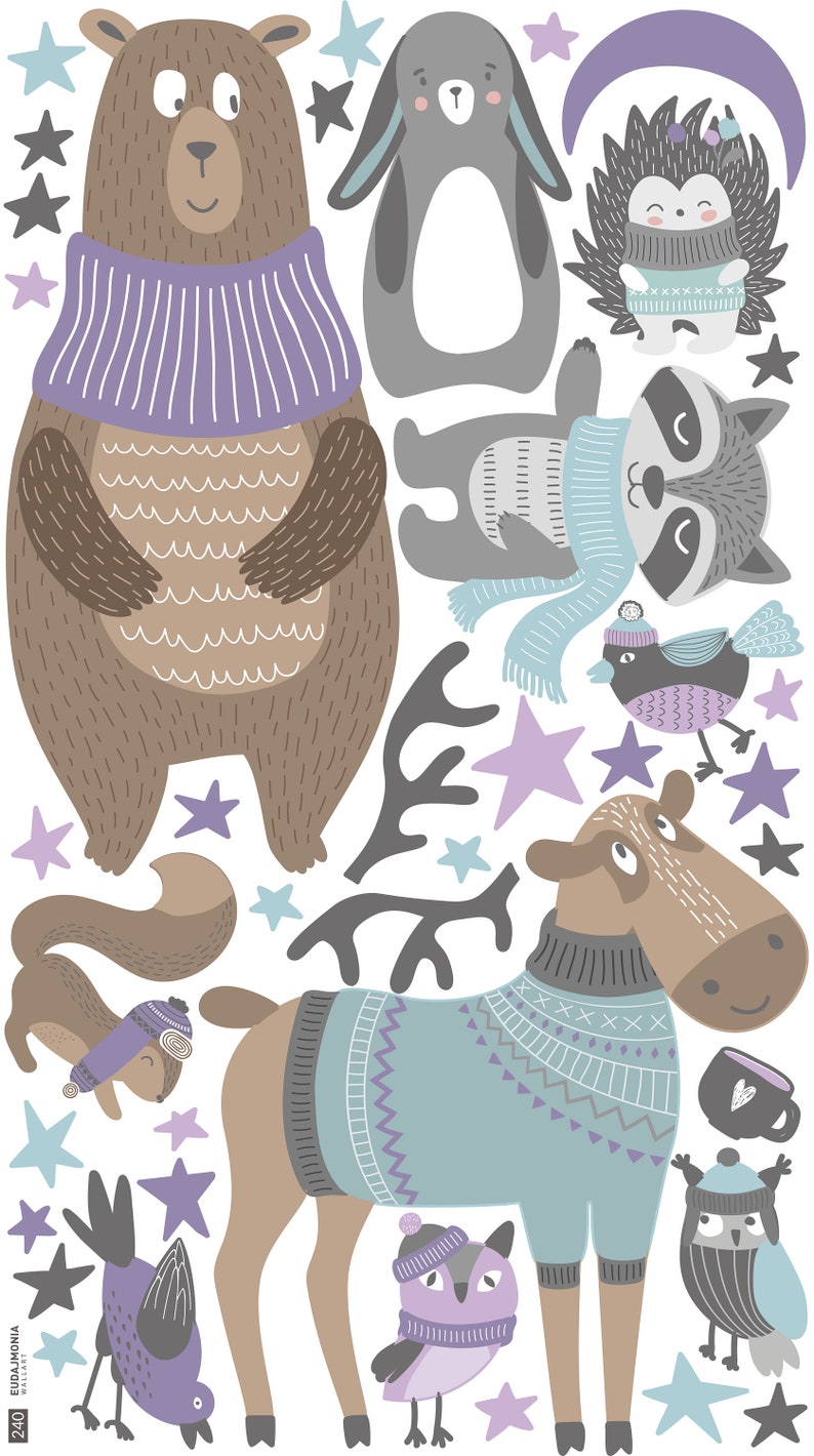 MOOSE Wall decal / Forest Animals Set / Nursery Art / Nursery Etsy