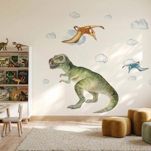 T-Rex Wall Sticker XXL Realistic Dinosaur Wall Decal Tyrannosaurus Nursery Decor Kids Room Dinosaur Wall Art image 2