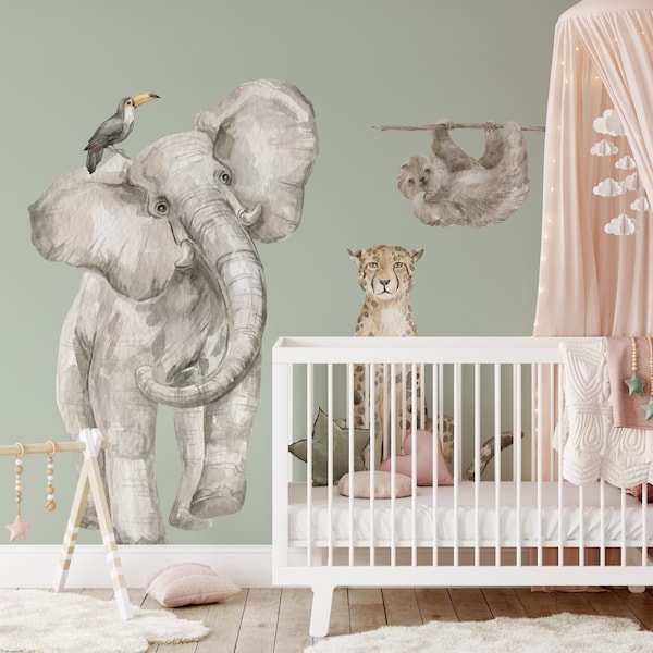 ELEPHANT OASIS  Jungle Wall Stickers for Kids Room / Safari room decor