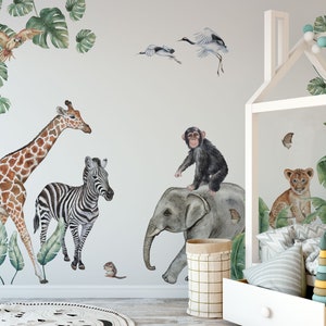 Big SAFARI Wall stickers Jungle set - Safari Themed Kids Room Decor - Jungle Animal Stickers
