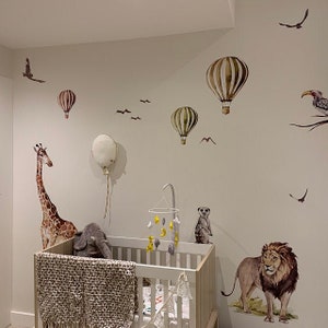 SAVANE / Stickers muraux Jungle pour Enfants / Animaux Girafe Air ballon sticker mural image 7