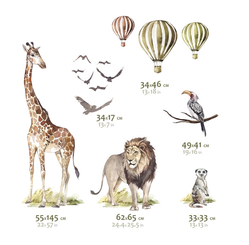 SAVANE / Stickers muraux Jungle pour Enfants / Animaux Girafe Air ballon sticker mural Basic