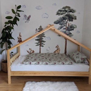 BACKWOODS II / Woodland Watercolor Wall Decal / forest tree sticker 画像 7