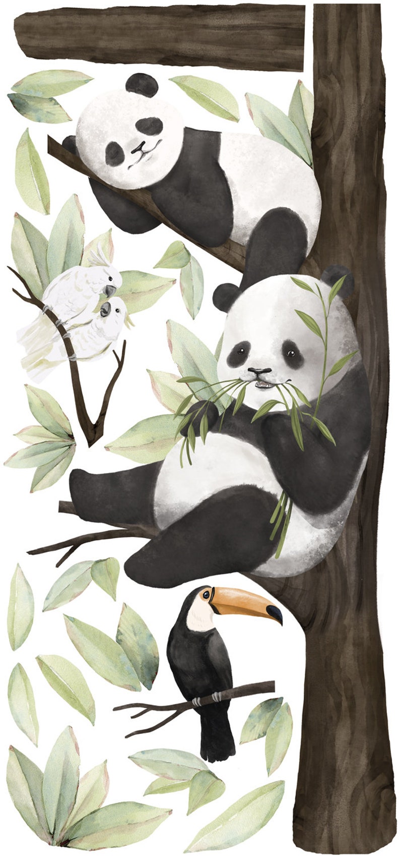 PANDARIUM / Stickers muraux animaux pour enfants / Sticker mural ours panda looks to the left