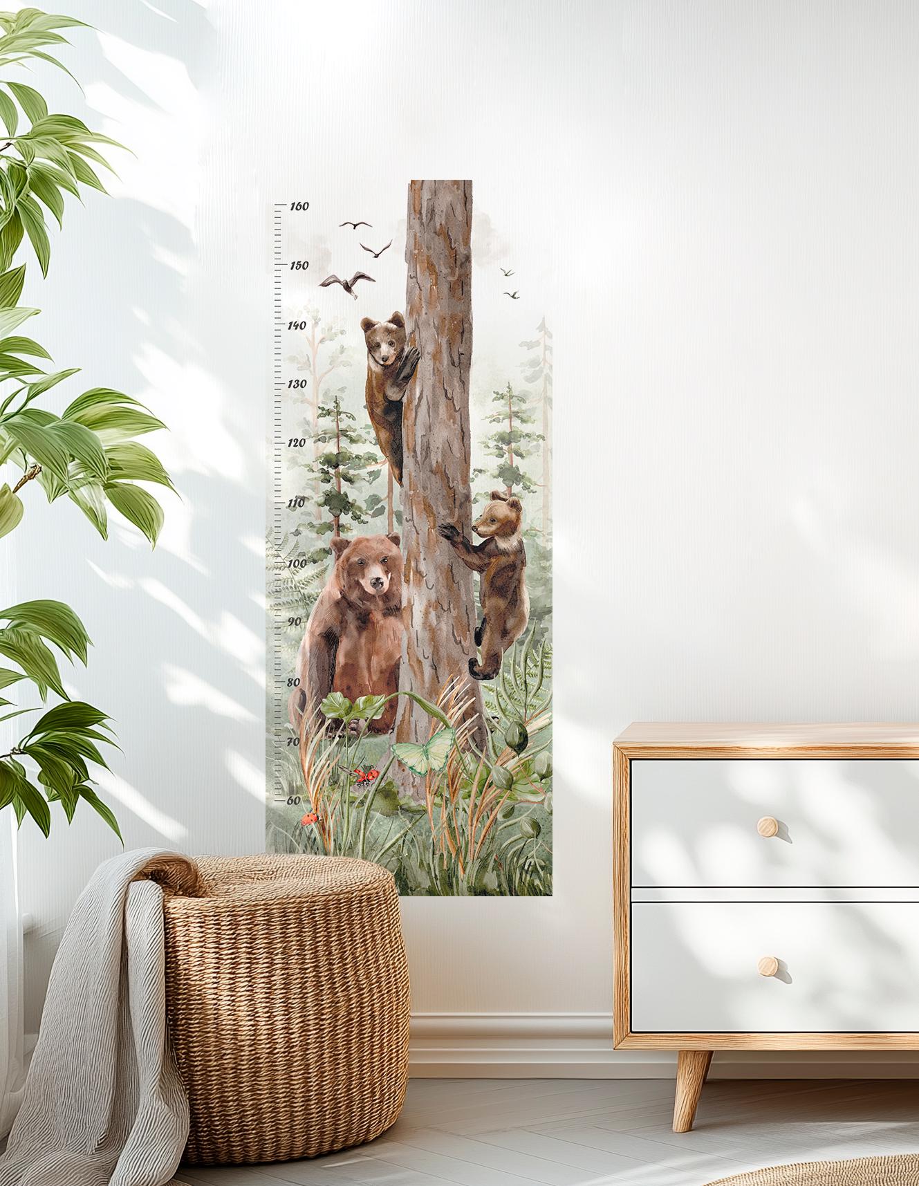 Statimetro Adesivo Per Bambini Con Animali Della Foresta - 50-150 Cm - Autoadesivo E Rimovibile Per Cameretta - Tema Giraffa E Giungla - 3