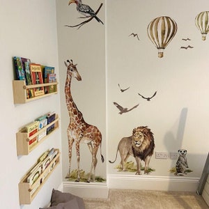 SAVANE / Stickers muraux Jungle pour Enfants / Animaux Girafe Air ballon sticker mural image 8