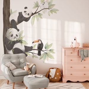 PANDARIUM / Stickers muraux animaux pour enfants / Sticker mural ours panda image 3