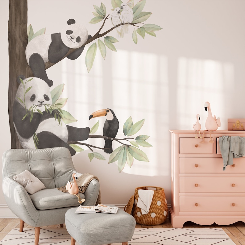 PANDARIUM / Stickers muraux animaux pour enfants / Sticker mural ours panda image 3