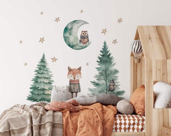 MOUNTOWN moon - Wall stickers for children / forest animals stickers / forest room / animal stickers