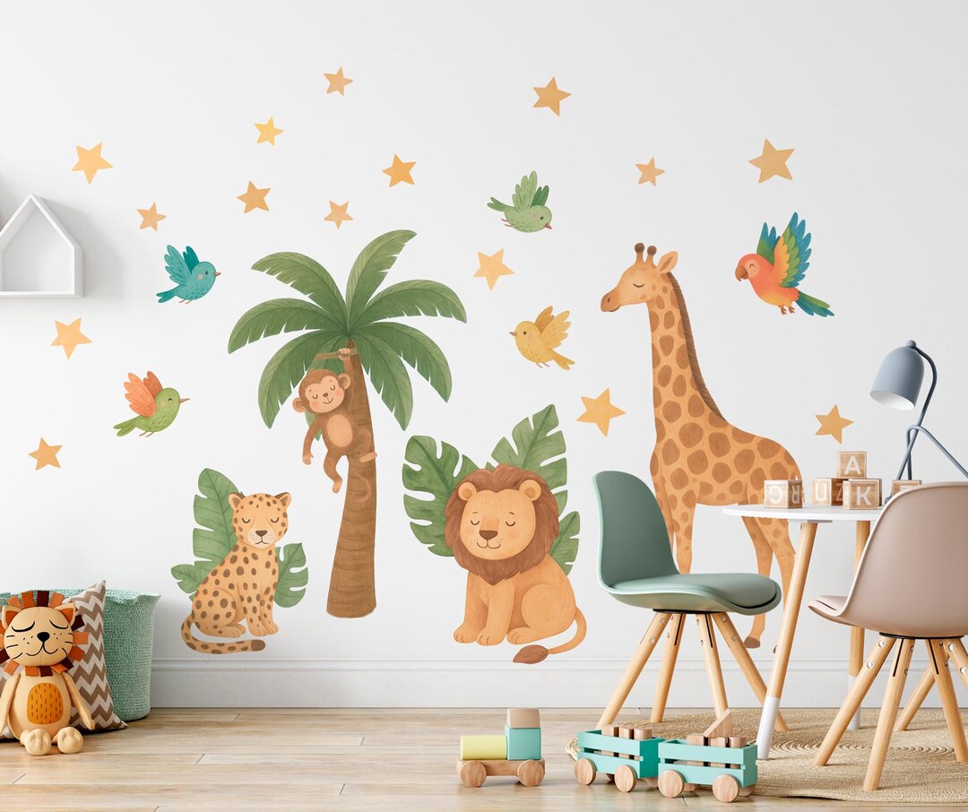 Safari Animals Wall Decal -jungle Wall Decals – Watercolor Animal ...