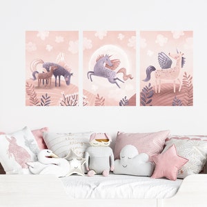 PEGASUS decal poster Set / Unicorns Wall Art Sticker / Kids Interior Decor