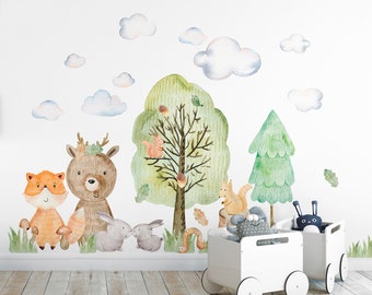 Forest Animals Wall Decals for Kids - Children&#39;s Room Decor - Forest Theme - Woodland Nursery Decor