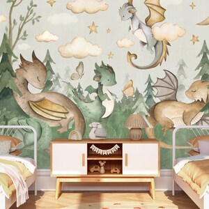 Dragon Kids Wallpaper – Mural With Dragons and Clouds | Custom Size ...
