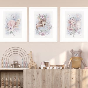 MEERJUNGFRAUEN Set mit 3 selbstklebenden Postern für ein Mädchenzimmer / Poster für Kinder Bild 2
