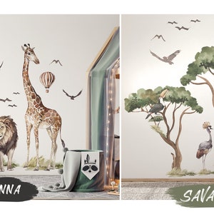 Großes SAVANNA-Set / Wandaufkleber für Kinder / Aquarell Bild 3