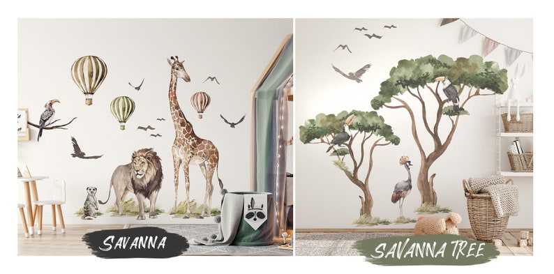 Grand ensemble SAVANE / Stickers muraux pour enfants / Aquarelle image 3