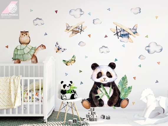 Tropics Panda Stickers Para Ninos Acuarela Animales Etsy Espana