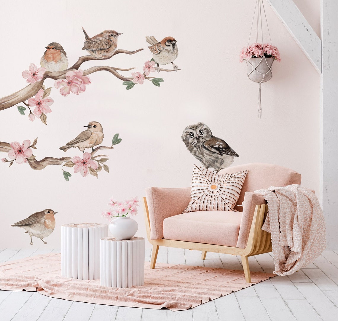 SONGBIRDS Nursery Decal Bird / Watercolor Stickers Birds / Etsy
