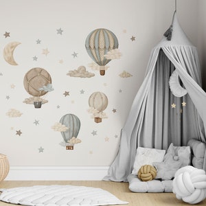 STARDUST Heißluftballon Kinderzimmer Wandaufkleber / Sterne und Wolken Wandaufkleber Bild 5
